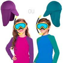 Blusa infantil Proteção Solar UV 50+ Masculina Feminina Bebê conjunto Praia c/ boné