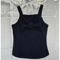 Blusa Infantil Regata Preto Laço