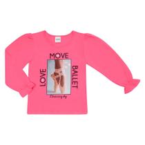 Blusa Infantil Rovitex Ballet Manga Longa Rosa