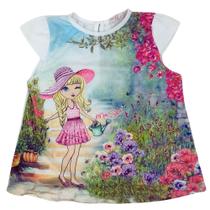 Blusa infantil verão com brilho fem Mon Sucrê flores