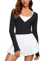Blusa INGIA de Manga Longa com Decote V Transpassada com Amarração Preta P Blusa INGIA de Manga Longa com Decote V Transpassada com Amarração Preta P
