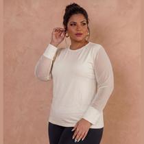Blusa Inverno com a Manga Longa em Tule Plus Size
