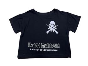 Blusa Iron Maiden Blusinha Camiseta Cropped Banda de Rock Feminino Sf390