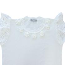 Blusa Jade em Tricô com Flores e Pérolas