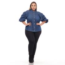 Blusa Jeans Feminina Bata Jeans Plus Camisa Feminina Casual