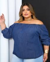 Blusa jeans feminina ciganinha plus size 23201