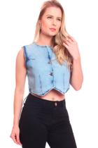 blusa jeans tipo cropped tamanho P blusa jeans tipo cropped tamanho P