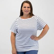 Blusa Juanna Listrada Plus Size Manga Curta Feminina