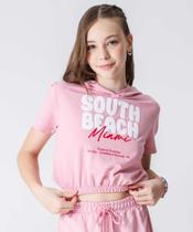 Blusa Juvenil Cropped Estampado Capuz Marisa Tam 10 a -78078