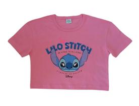 Blusa Juvenil Feminina Cropped MC Lilo & Stitch Fakini Blusa Juvenil Feminina Cropped MC Lilo & Stitch Fakini