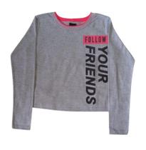 Blusa Juvenil Feminina Cropped ML Amora Blusa Juvenil Feminina Cropped ML Amora