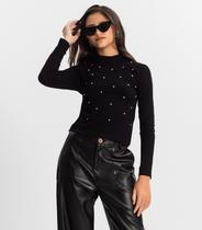 Blusa Juvenil Feminina Em Ribana Minty Preto Blusa Juvenil Feminina Em Ribana Minty Preto