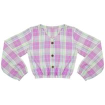 Blusa Juvenil Look Jeans Bata Xadrez Collor Blusa Juvenil Look Jeans Bata Xadrez Collor