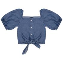 Blusa Juvenil Look Jeans Cropped Jeans