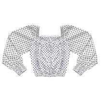 Blusa Juvenil Look Jeans Ombro-a-Ombro Branca