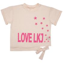 Blusa Juvenil Look Jeans T-shirt Cropped Rosa - ROSA - 10