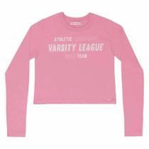 Blusa juvenil m/l menina dway cropped varsity meia malha neon