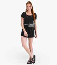 Blusa Juvenil Manga Curta em Ribana Minty Preto Blusa Juvenil Manga Curta em Ribana Minty Preto