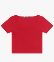 Blusa Juvenil Manga Curta em Ribana Minty Vermelho Blusa Juvenil Manga Curta em Ribana Minty Vermelho