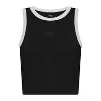 Blusa Juvenil Menina Kits em Ribana Pegaso Preta Gola Branca Blusa Juvenil Menina Kits em Ribana Pegaso Preta Gola Branca