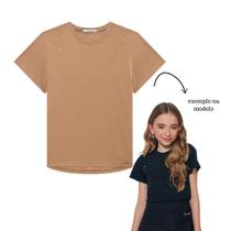 Blusa Juvenil Menina Lilimoon Algodão Detalhe Strass Bege
