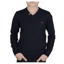 Blusa Juvenil Menino Carinhoso Tricot Suéter Preta 10000