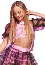 Blusa Juvenil Sobreposição Rosa Perfumaria