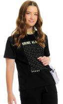 Blusa Juvenil Teen Menina Com Strass Brilho Tendência