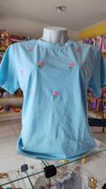 Blusa Kelly bordada Tamanho único cor azul Blusa Kelly bordada Tamanho único cor azul