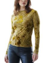 Blusa KGGT Velvet Burnout Slim Fit de manga comprida verde-oliva