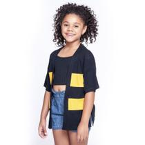 Blusa Kids Kimono Em Contraste De Cor