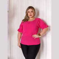 Blusa Kilte Manga Curta com Lastex na Manga Plus Size Blusa Kilte Manga Curta com Lastex na Manga Plus Size