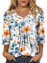 Blusa KISSMODA Spring Tops para mulheres, casual, amarela, hibisco, XXL Blusa KISSMODA Spring Tops para mulheres, casual, amarela, hibisco, XXL