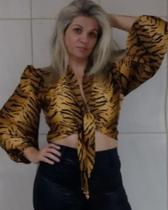 Blusa laço animal print m e g Blusa laço animal print m e g