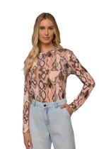 Blusa Lado Avesso Manga Longa Marrom Cobra