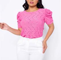 Blusa laise casual manga curta bufante moda blogueira