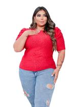 Blusa laise plus size manga curta bufante moda feminina casual