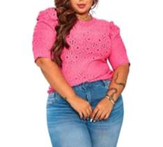 Blusa laise plus size manga curta princesa tendência