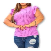 Blusa laise plus size manga dois babados moda feminina