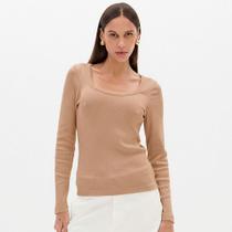 Blusa Lança Perfume Canelada Longa Ou26 Bege Feminino Blusa Lança Perfume Canelada Longa Ou26 Bege Feminino