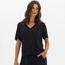 Blusa Lança Perfume Manga Curta Decote V In26 Preto Feminino