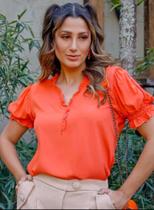 Blusa laranja com babado Blusa laranja com babado
