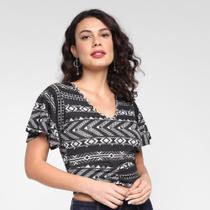 Blusa Lecimar Cropped Estampada Feminina Blusa Lecimar Cropped Estampada Feminina