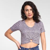 Blusa Lecimar Cropped Floral Feminina