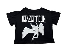 Blusa Led Zeppelin Blusinha Camiseta Cropped Feminino Banda Rock Sf365 BM