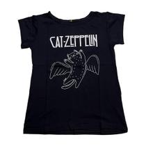 Blusa Led Zeppelin Gato Gatinho Blusinha Camiseta Baby Look Feminino Banda Rock Sf838
