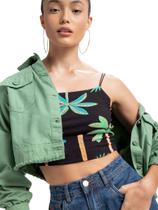 Blusa Lez a Lez Cropped Canelada Estampada Dupla Face