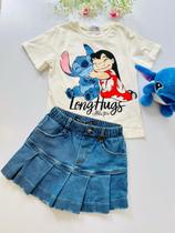 Blusa Lilo e Stitch Strass Abraço Gostoso Momi Blusa Lilo e Stitch Strass Abraço Gostoso Momi