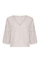 Blusa Linho Manga Levemente Bufante Areia Blusa Linho Manga Levemente Bufante Areia