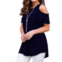 Blusa Lisa Comprida Plus Size Ombro Vazado De Fora Ref: 06